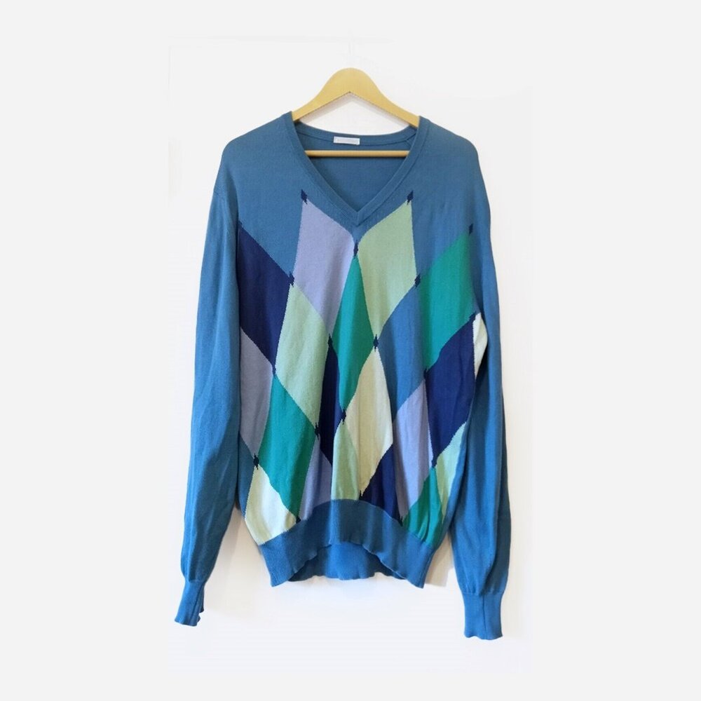 BALLANTYNE - cotton Argyle pattern sweater - Sz 48